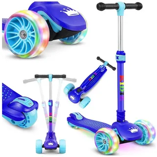 KIDIZ Cityroller, Roller Kinder Scooter X-Pro2 Dreiradscooter mit PU LED Leuchten blau