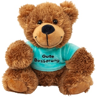 Bär mit grünem Shirt Gute Besserung 16 cm Teddybär