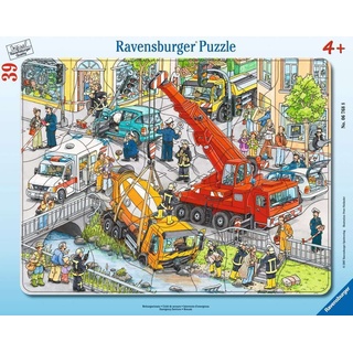 Ravensburger Kinderpuzzle - 06768 Rettungseinsatz - Rahmenpuzzle für Kinder ab 4 Jahren, mit 39 Teilen, Teal/Turquoise Green