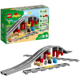 LEGO® Konstruktionsspielsteine Eisenbahnbrücke und Schienen (10872), LEGO® DUPLO® Town, (26 St), Made in Europe grau