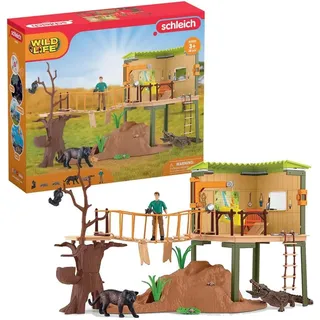 schleich WILD LIFE 42594 Safari Ranger Abenteuer Station Tiere Action-Spielset - Safari Tiere Figuren Set mit Alligator, Panther, Safari-Basis, Ranger-Figur und mehr, ab 3 Jahren