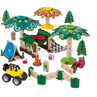 Fisher-Price GFJ10 - Wunder Werker Holzspielzeug Campingplatz Spielset aus FSC zertifiziertem Holz, Spielzeug ab 3 Jahren Mehrfarbig