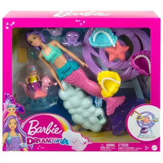 Mattel HLC30 - Barbie - Dreamtopia - Meerjungfrau-Set mit 2 Puppen & Zubehör