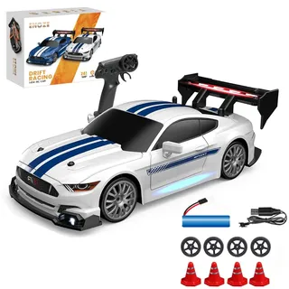 Siereolly Drift Car 1:24 Rennauto Ferngesteuert 20km/h 4WD 2,4 GHz Fernsteuerung Mini RC Car mit LED-Leuchten Für Kinder