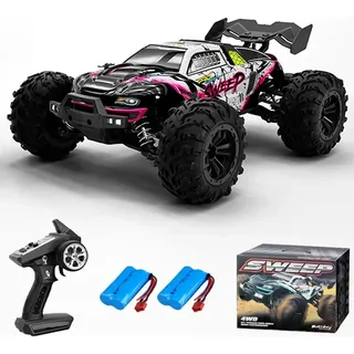 Teeggi RC-Auto Ferngesteuertes Auto 70km/h, 1:16 Bürstenloser Motor, 1:16 Kohlebürste Motor 4WD Off Road Race Buggy Erwachsene 2 Batterien rot