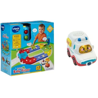 Vtech Baby 80-127804 - TUT TUT Baby Flitzer - Straßen-Set & 80-517004 TUT TUT Baby Flitzer Rettungswagen Babyspielzeug, Mehrfarbig