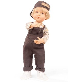 Götz 2411037 Little Kidz Junge Max Puppe - 36 cm große Multigelenk-Stehpuppe mit blonden Haaren und steingrauen Augen - 6-teiliges Set