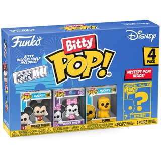Funko Bitty Pop! Disney - Mickey Mouse, Minnie Mouse (pink Dress), Pluto und eine Überraschungs-Mini-Figur - 0.9 Inch (2.2 cm) Sammlerstück Stapelbares Display-Regal Inklusive - Geschenkidee