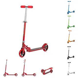 Chipolino Kinderroller Sharky klappbar PU Räder ABEC-7 Lager Bremse verstellbar rot