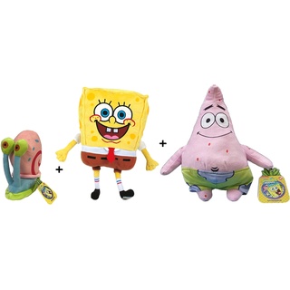 SpongeBob - Pack 3 Plüsh Bob (28cm) + Patrick (31cm) + Gary (13cm) - Qualität Soft