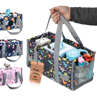 Knuffig - Die Tonie-Tasche für stilvolle Aufbewahrung und Transportlösung deiner Tonie-Figuren! Bunte Tonie-Transporttasche, auch passend für die Tigerbox, mit Dinosaurier Design