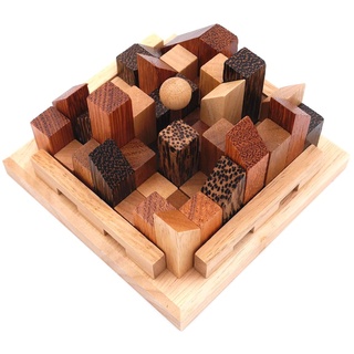 ROMBOL Stadtpuzzle - variantenreiches Denkspiel für Knobel-Fans aus Holz, Modell:City Premium