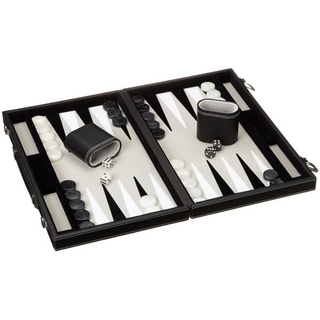 Philos 1731 - Backgammon Filzinlet grau-weiß-schwarz, medium, Koffer Kunstleder