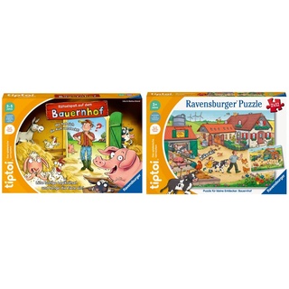 Ravensburger tiptoi Spiel 00125 Rätselspaß auf dem Bauernhof - Lernspiel ab 3 Jahren & tiptoi 00136 Puzzle für kleine Entdecker: Bauernhof, Puzzle für Kinder ab 3 Jahren