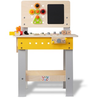 Baby Vivo höhenverstellbare Spielwerkbank / Werkbank für Kinder aus Holz - Bob mit Tafel und 39 Teilen Zubehör