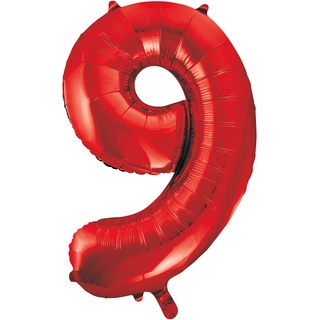 Riesenzahl 9 Luftballon - 86 cm - Rot
