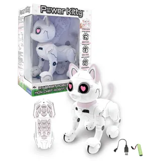 Lexibook - Power Kitty® - Ferngesteuerte Roboter-Katze, programmierbarer intelligenter Roboter, Licht, Sound, weiß/rosa - KITTY01