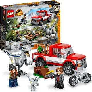 LEGO Jurassic World Blue & Beta in der Velociraptor-Falle, Spielzeugauto mit Dinosaurier Figuren, Geschenk für Kinder ab 6 Jahren 76946 - Blau