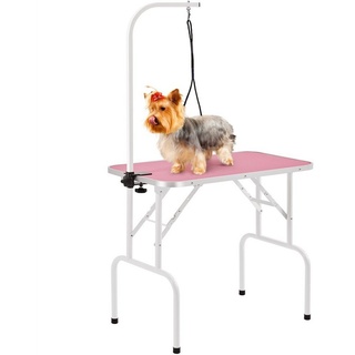Yaheetech Arbeitstisch, Hundepflegetisch für Pudel Fellpflege, rutschfest rosa