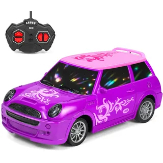 Tcvents Ferngesteuertes Auto für Mädchen - Rc Car Pink Lila Prinzessin Stil Rennauto Fahrzeug mit Beleuchtung Fernbedienung Autos für Kinder Alter 3 4 5 6 7 8-12 Geburtstag