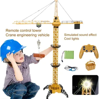 RC Turmdrehkrane Spielzeug mit Licht 6CH 680-Grad-Rotation Simulation DIY Szene Modell Spielzeug 2,4 GHz Fernbedienung Spielzeug Kinder Technik Fah...