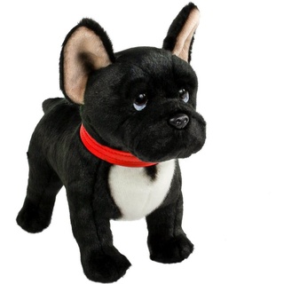 Teddys Rothenburg Kuscheltier Hund Französische Bulldogge schwarz 30 cm stehend mit Halsband