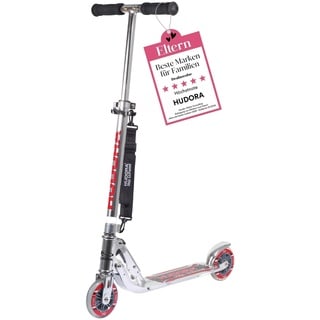 HUDORA BigWheel 125 Scooter - Sicherer & hochwertiger Aluminium-Roller für Kinder - Höhenverstellbarer & zusammenklappbarer Cityroller für bis zu 100kg - Stabiler Tretroller mit Tragegurt