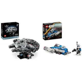 LEGO Star Wars Millenium Falcon 25-jähriges Jubiläumsset 75375 + Captain Rex Y-Wing Microfighter 75391, Geschenke für Männer, Frauen und Fans, Jungen und Mädchen, Fantasy-Geschenkidee für Kinder