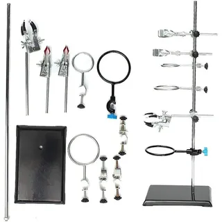 Labor Ständer Halter Laborstativ Platte Stab Klemme Metall Eisen Labor Stativ Set Kühlerhalter Mit 9 Laborclips für Chemie Physikalische Experim...