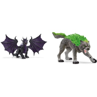 SCHLEICH 70152 Schattendrache, für Kinder ab 3 Jahren, ELDRADOR Creatures - Spielfigur & 70153 Granitwolf, für Kinder ab 7-12 Jahren, ELDRADOR Creatures - Spielfigur
