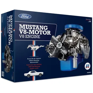 FRANZIS 67501 - Ford Mustang V8-Motor, originalgetreuer Motorbausatz im Maßstab 1:4, inkl. Soundmodul, Anleitung und 100-seitigem Begleitbuch