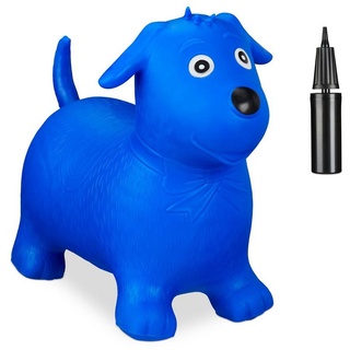 relaxdays Hüpftier Hüpftier Hund, Blau blau