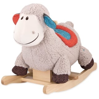 B. toys Schaukelpferd Schaf beige aus weichem Plüsch und hochwertigem Holz, Schaukeltier zum Draufsitzen für Kinder und Babys ab 18 Monaten