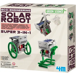 4M Green Science - Mini Solar Roboter 3-in-1 | Solarspielzeug für Kinder | Beweglicher Roboter, wandelbar zum Solarfahrzeug | DIY Wissenschafts-Kit