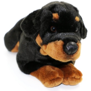 Uni-Toys Kuscheltier Rottweiler, liegend - 45 cm (Länge) - Plüsch-Hund - Plüschtier, zu 100 % recyceltes Füllmaterial