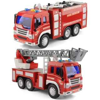 GizmoVine Feuerwehrauto Spielzeug Ab 2 Jahre: Playmobil Feuerwehr & Feuerwehrmann Sam Kompatibles Auto Spielzeug mit Lichtern und Tönen