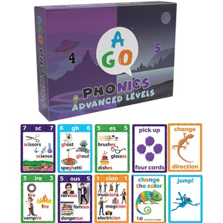 AGO Phonics Kartenspiel - Set (Levels 4 & 5). Perfekt, um Phonics & Lesen spielerisch zu fördern. Tauche ein in Digraphen, Diphthongs, Wortfamilien & mehr!