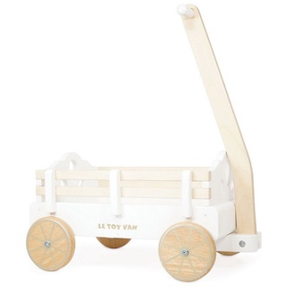 LeNoSa Puppenwagen Pull Along Bollerwagen • pädagogischer Holz-Nachziehwagen für Kinder, (1-tlg) weiß