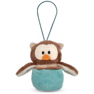 Nici 48931 Wendekuscheltier Eule Oscar im Nest blau 12cm mit Loop Wendeplüsch