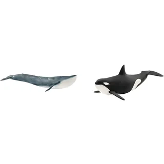 SCHLEICH 14806 Blauwal, für Kinder ab 3+ Jahren, WILD LIFE - Spielfigur & 14807 Orka, für Kinder ab 3+ Jahren, WILD LIFE - Spielfigur