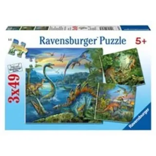 Ravensburger 09317 - Faszination Dinosaurier, Puzzle, 3x49 Teile Premium Puzzle, 3 x 49 Teile, Mit 3 Mini-Postern, Maße: ca. 21 x 21 cm, Perfect Age