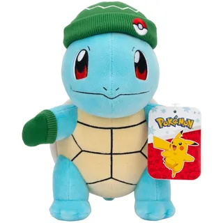 Pokémon PKW3671-20 cm Winter Plüsch - Schiggy mit Wintermütze, offizielles Plüsch