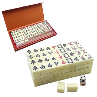Majhong Spiel, Chinesisches Mahjong Spielset Set, Traditionelle Chinesische Mini Mahjong Version Mit 2 Ersatzkarten, 144 Mahjong Kachel Reise Brettspiel, Tragbare Klassische Mahjong Party Requisiten