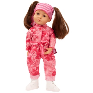 Götz 2311030 Little Kidz Grete Puppe - 36 cm große Multigelenk-Stehpuppe mit braunen Haaren und steingrauen Augen - 6-teiliges Set