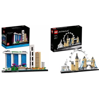LEGO 21057 Architecture Singapur Modellbausatz für Erwachsene, Skyline-Kollektion, Home Deko zum Basteln und Sammeln & Architecture 21034 - London Skyline Collection Set