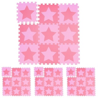 relaxdays Spielmatte 36 x Puzzlematte Sterne rosa-pink rosa