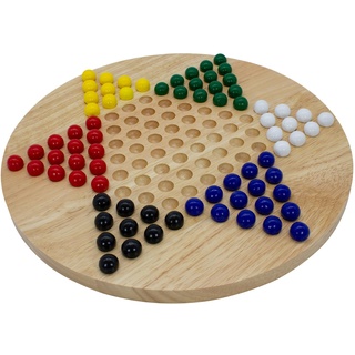 GICO Holz Halma Spiel XL - D30cm Brettspiel für die ganze Familie, stabile Ausführung. Bekanntes Gesellschaftsspiel Spiel für Jung und Alt -7960
