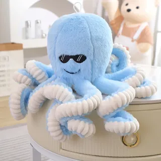 champracer 40cm Oktopus Plüsch Stofftier realistisches Oktopus Plüsch, Kuscheltier Krake Kreative Plüschtier,Octopus Plüschtiere, Wende Oktopus, Tintenfisch Kuscheltier,Geburtstag Dekorationen (blau)