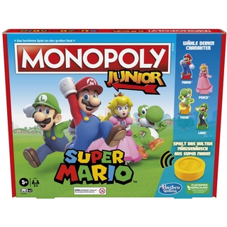 Hasbro Brettspiel Monopoly Junior Super Mario Edition für Kinder ab 5 Jahren Spielen Sie in The Mushroom Kingdom wie Mario, Peach, Yoshi oder Luigi, Multi (deutsche Version)