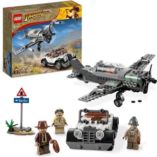 LEGO 77012 Indiana Jones Flucht vor dem Jagdflugzeug Action-Set mit baubarem Flugzeug-Modell und Oldtimer-Spielzeug-Auto, plus 3 Minifiguren, Der l...